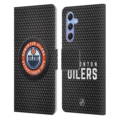 NHL Edmonton Oilers Puck Texture Leather Book Wallet Case Cover For Samsung Galaxy A34 5G