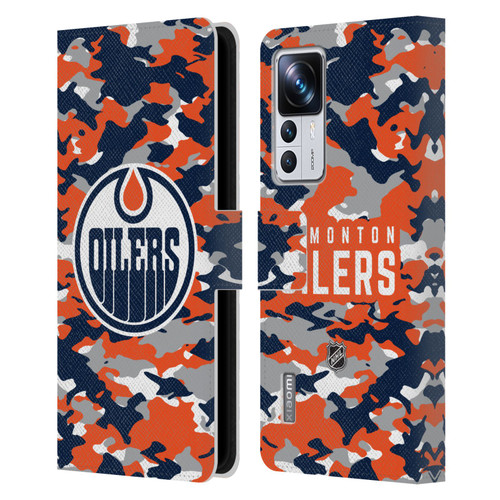 NHL Edmonton Oilers Camouflage Leather Book Wallet Case Cover For Xiaomi 12T Pro