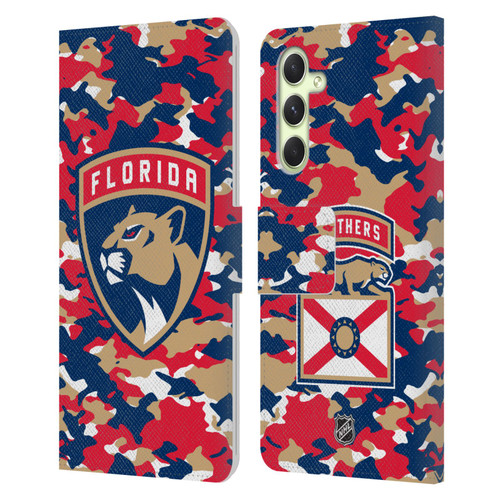 NHL Florida Panthers Camouflage Leather Book Wallet Case Cover For Samsung Galaxy A54 5G