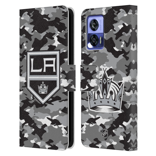 NHL Los Angeles Kings Camouflage Leather Book Wallet Case Cover For Motorola Edge 30 Neo 5G