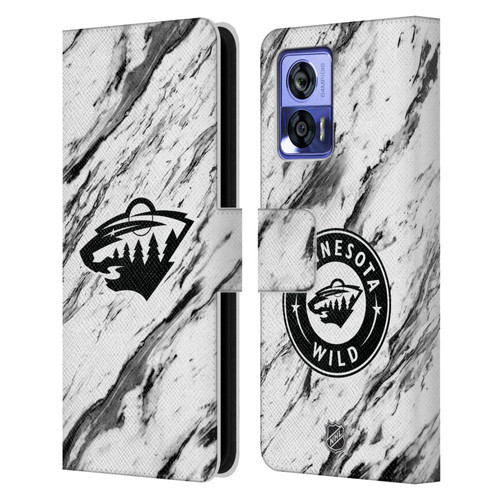 NHL Minnesota Wild Marble Leather Book Wallet Case Cover For Motorola Edge 30 Neo 5G