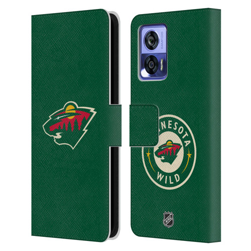 NHL Minnesota Wild Plain Leather Book Wallet Case Cover For Motorola Edge 30 Neo 5G