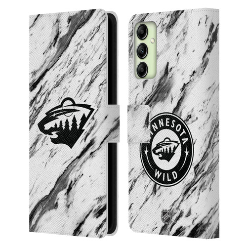 NHL Minnesota Wild Marble Leather Book Wallet Case Cover For Samsung Galaxy A14 5G