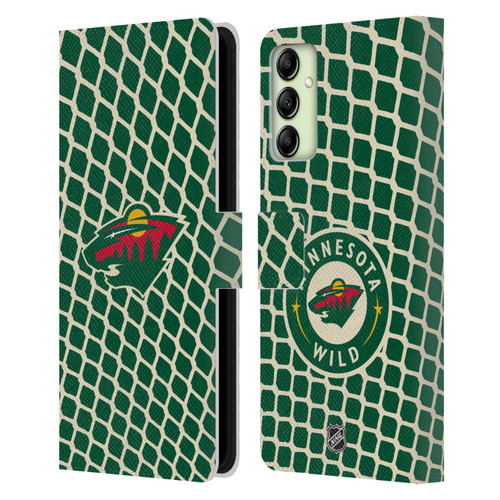 NHL Minnesota Wild Net Pattern Leather Book Wallet Case Cover For Samsung Galaxy A14 5G