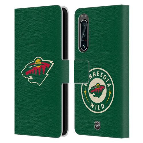 NHL Minnesota Wild Plain Leather Book Wallet Case Cover For Sony Xperia 5 IV