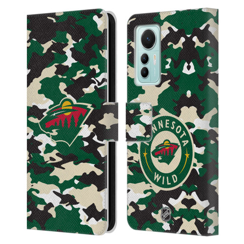 NHL Minnesota Wild Camouflage Leather Book Wallet Case Cover For Xiaomi 12 Lite