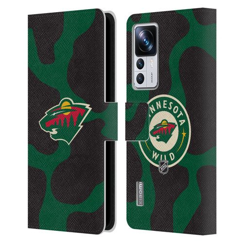 NHL Minnesota Wild Cow Pattern Leather Book Wallet Case Cover For Xiaomi 12T Pro
