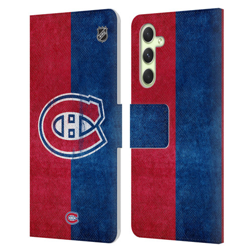 NHL Montreal Canadiens Half Distressed Leather Book Wallet Case Cover For Samsung Galaxy A54 5G