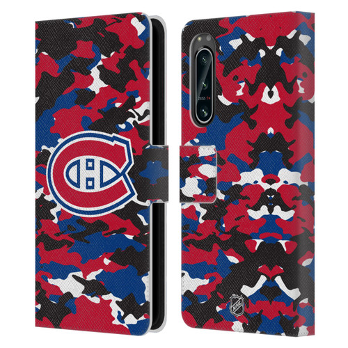 NHL Montreal Canadiens Camouflage Leather Book Wallet Case Cover For Sony Xperia 5 IV