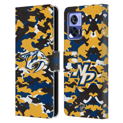 NHL Nashville Predators Camouflage Leather Book Wallet Case Cover For Motorola Edge 30 Neo 5G