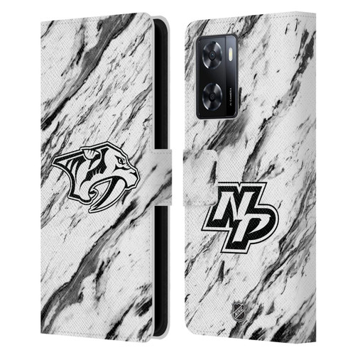 NHL Nashville Predators Marble Leather Book Wallet Case Cover For OPPO A57s