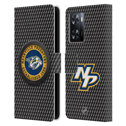 NHL Nashville Predators Puck Texture Leather Book Wallet Case Cover For OPPO A57s