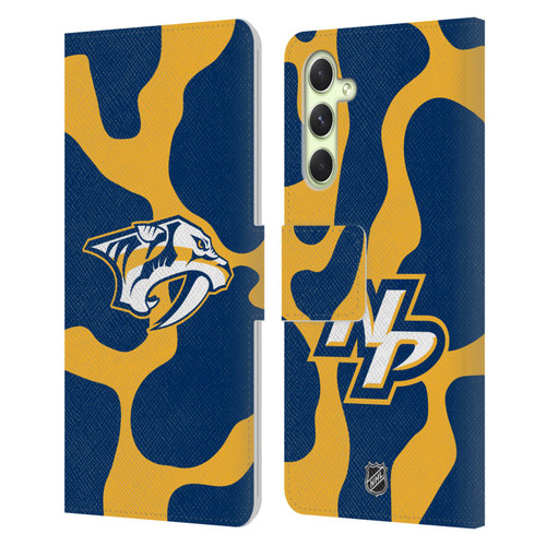 NHL Nashville Predators Cow Pattern Leather Book Wallet Case Cover For Samsung Galaxy A54 5G