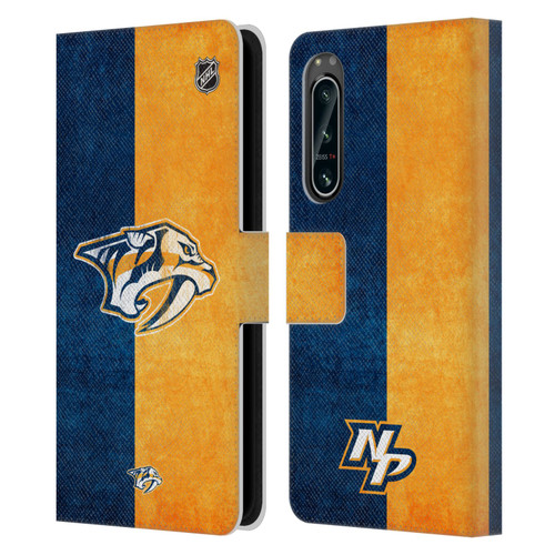 NHL Nashville Predators Half Distressed Leather Book Wallet Case Cover For Sony Xperia 5 IV