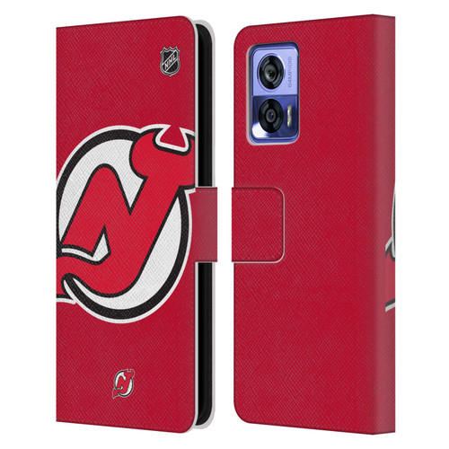 NHL New Jersey Devils Oversized Leather Book Wallet Case Cover For Motorola Edge 30 Neo 5G