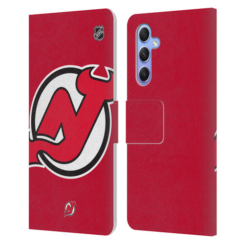 NHL New Jersey Devils Oversized Leather Book Wallet Case Cover For Samsung Galaxy A34 5G