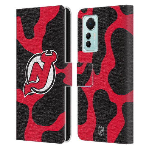 NHL New Jersey Devils Cow Pattern Leather Book Wallet Case Cover For Xiaomi 12 Lite
