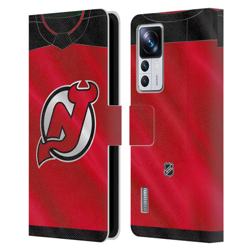 NHL New Jersey Devils Jersey Leather Book Wallet Case Cover For Xiaomi 12T Pro