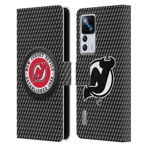 NHL New Jersey Devils Puck Texture Leather Book Wallet Case Cover For Xiaomi 12T Pro