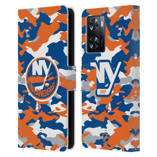 NHL New York Islanders Camouflage Leather Book Wallet Case Cover For OPPO A57s