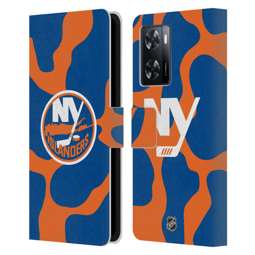 NHL New York Islanders Cow Pattern Leather Book Wallet Case Cover For OPPO A57s