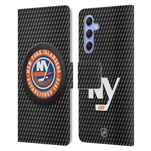 NHL New York Islanders Puck Texture Leather Book Wallet Case Cover For Samsung Galaxy A34 5G
