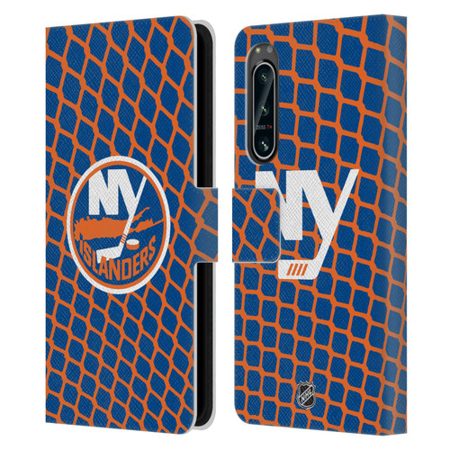NHL New York Islanders Net Pattern Leather Book Wallet Case Cover For Sony Xperia 5 IV