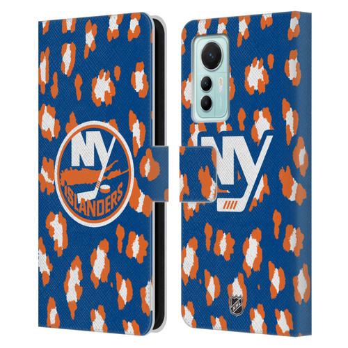 NHL New York Islanders Leopard Patten Leather Book Wallet Case Cover For Xiaomi 12 Lite