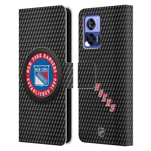 NHL New York Rangers Puck Texture Leather Book Wallet Case Cover For Motorola Edge 30 Neo 5G