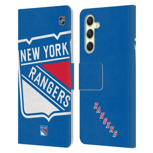 NHL New York Rangers Oversized Leather Book Wallet Case Cover For Samsung Galaxy A54 5G