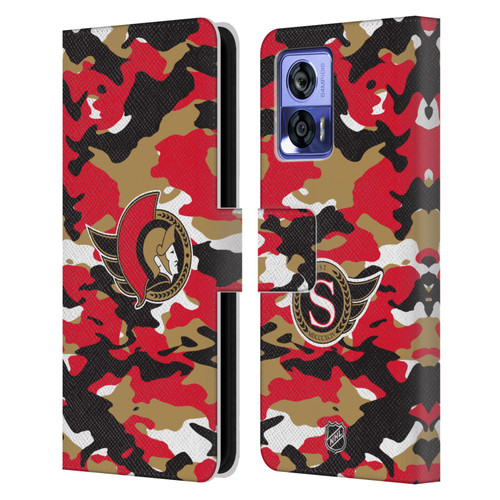 NHL Ottawa Senators Camouflage Leather Book Wallet Case Cover For Motorola Edge 30 Neo 5G