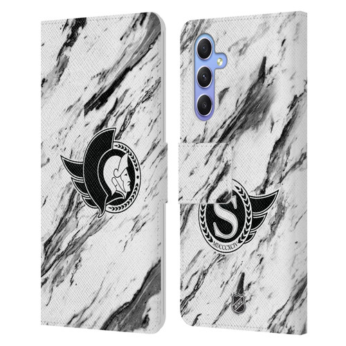 NHL Ottawa Senators Marble Leather Book Wallet Case Cover For Samsung Galaxy A34 5G