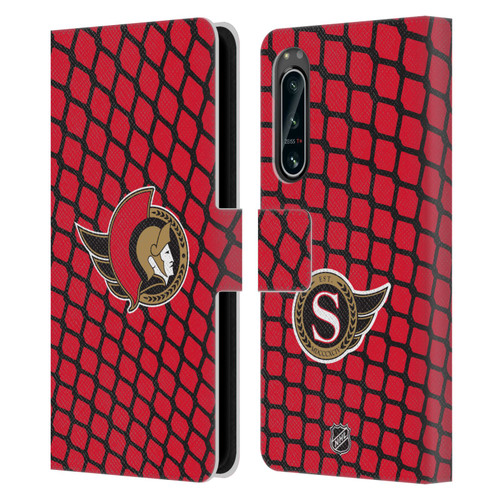 NHL Ottawa Senators Net Pattern Leather Book Wallet Case Cover For Sony Xperia 5 IV