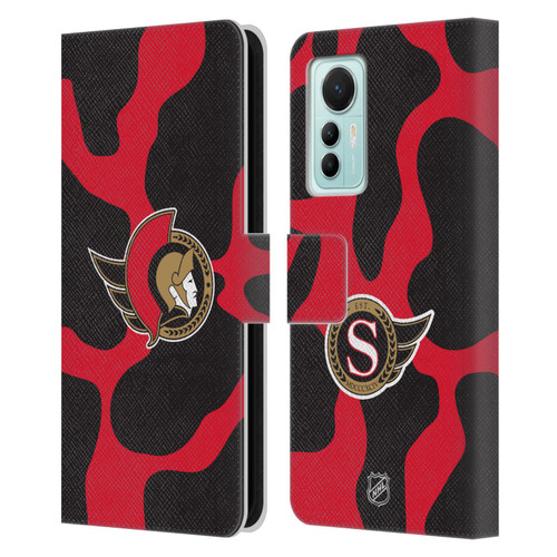 NHL Ottawa Senators Cow Pattern Leather Book Wallet Case Cover For Xiaomi 12 Lite