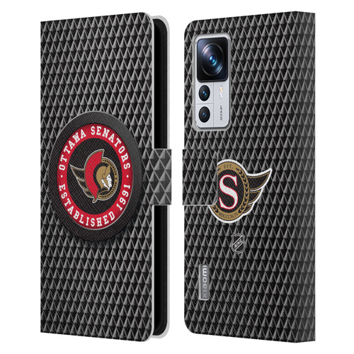 NHL Ottawa Senators Puck Texture Leather Book Wallet Case Cover For Xiaomi 12T Pro