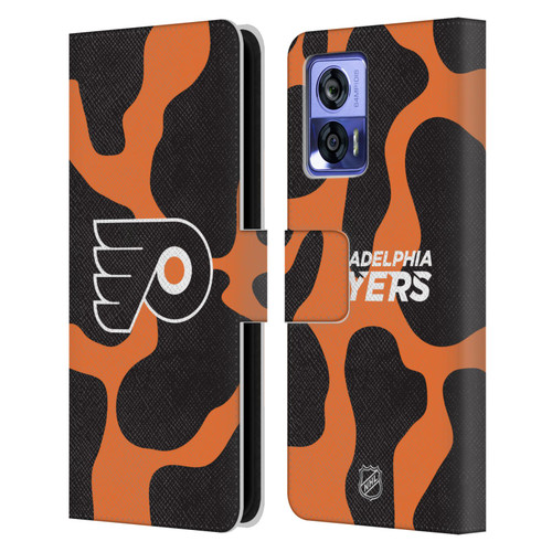 NHL Philadelphia Flyers Cow Pattern Leather Book Wallet Case Cover For Motorola Edge 30 Neo 5G