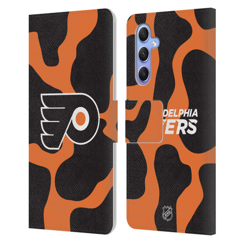 NHL Philadelphia Flyers Cow Pattern Leather Book Wallet Case Cover For Samsung Galaxy A34 5G