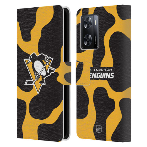 NHL Pittsburgh Penguins Cow Pattern Leather Book Wallet Case Cover For OPPO A57s