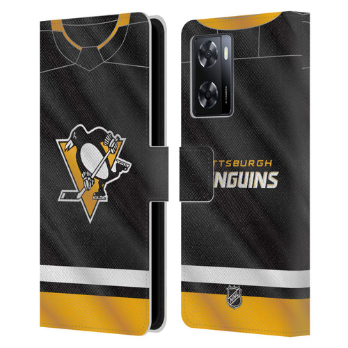 NHL Pittsburgh Penguins Jersey Leather Book Wallet Case Cover For OPPO A57s