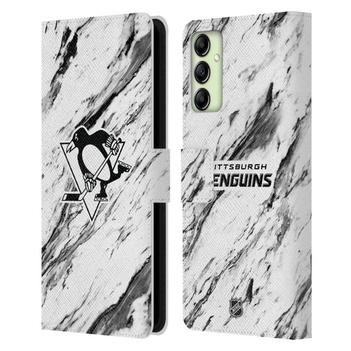 NHL Pittsburgh Penguins Marble Leather Book Wallet Case Cover For Samsung Galaxy A14 5G