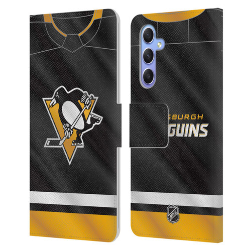 NHL Pittsburgh Penguins Jersey Leather Book Wallet Case Cover For Samsung Galaxy A34 5G