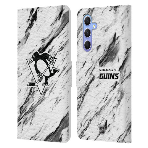 NHL Pittsburgh Penguins Marble Leather Book Wallet Case Cover For Samsung Galaxy A34 5G