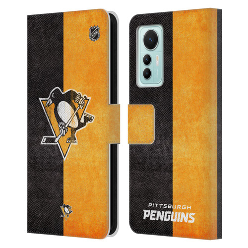 NHL Pittsburgh Penguins Half Distressed Leather Book Wallet Case Cover For Xiaomi 12 Lite
