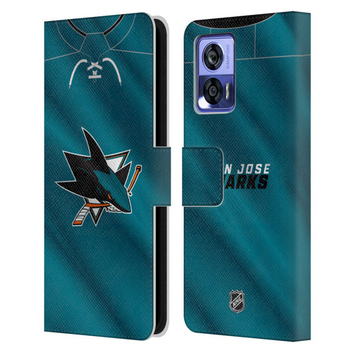 NHL San Jose Sharks Jersey Leather Book Wallet Case Cover For Motorola Edge 30 Neo 5G