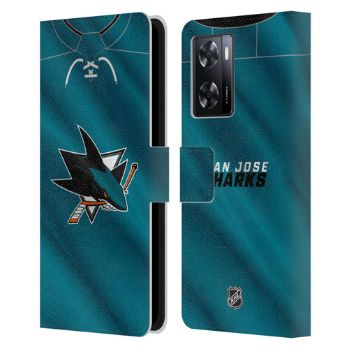 NHL San Jose Sharks Jersey Leather Book Wallet Case Cover For OPPO A57s
