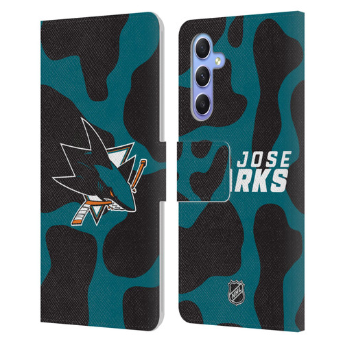 NHL San Jose Sharks Cow Pattern Leather Book Wallet Case Cover For Samsung Galaxy A34 5G