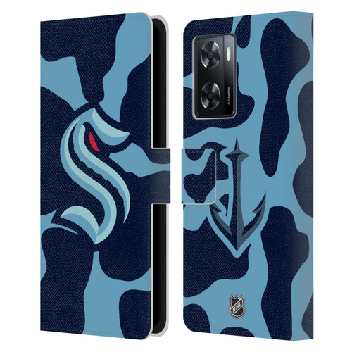 NHL Seattle Kraken Cow Pattern Leather Book Wallet Case Cover For OPPO A57s