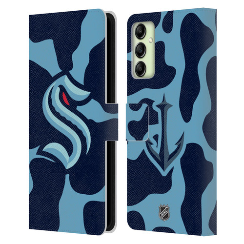 NHL Seattle Kraken Cow Pattern Leather Book Wallet Case Cover For Samsung Galaxy A14 5G