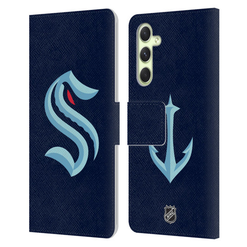 NHL Seattle Kraken Plain Leather Book Wallet Case Cover For Samsung Galaxy A54 5G