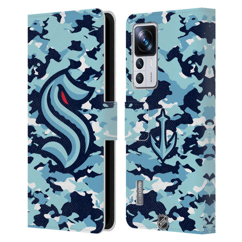 NHL Seattle Kraken Camouflage Leather Book Wallet Case Cover For Xiaomi 12T Pro